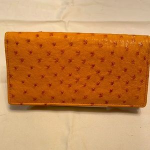Ostrich leather yellow wallet